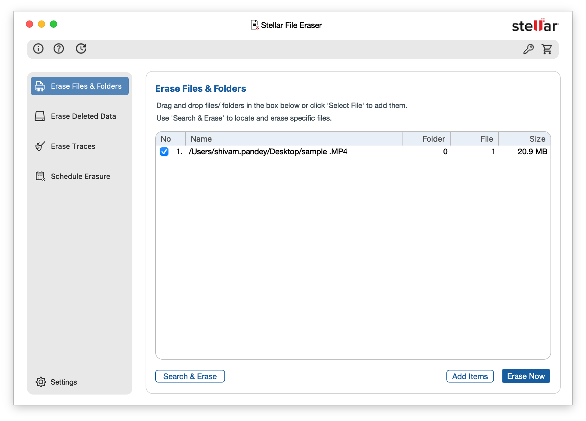 Select Files to Erase